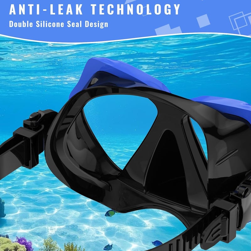 For Shine Snorkeling Gear for Adults, Snorkel Set Scuba Diving mask Dry-Top, Adult Swimming Goggles w/Nose Cover, HD Tempered Glass Panoramic Anti-Leak Anti-Fog, Travel Snorkeling Packages - Image 3
